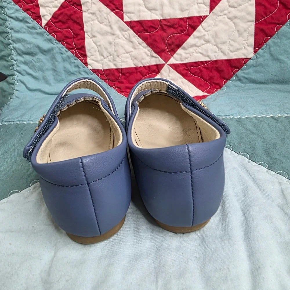 Thee Bron Blue Scalloped Mary Jane Flats AF510 Kids Size 8M